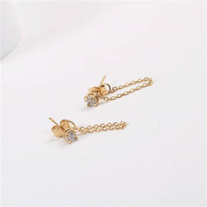 Deslustre libre 18K chapado en oro Cubic Zirconia cadena borla Stud pendiente deslustre libre impermeable joyería de acero inoxidable - Product Image 3