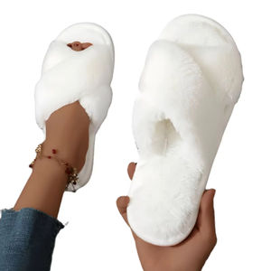 Pantuflas de Felpa Estilo Europeo Americano para Mujer, Invierno, Forro de Algodón Mao Mao, Suela de EVA, Punta Abierta, Tendencia, Gran Éxito - Product Image 5