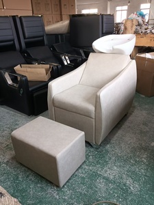 Fauteuil de lavage de cheveux semi-inclinable de style rétro pour salon de coiffure et institut de beauté, avec système de remplissage d'eau - Product Image 6