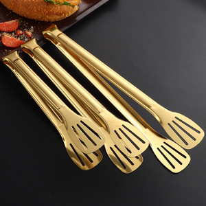 Pinzas para Alimentos de Acero Inoxidable, Doradas, de Tres Líneas, Antideslizantes, Resistentes al Calor, para Hornear Pan, Asar a la Parrilla, para Filetes - Product Image 1