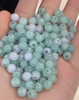 Perles rondes en jadéite birmane naturelle de qualité A, 7 mm, vert clair/bleu aquatique, perles en vrac pour bracelet DIY, vente en gros
