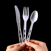 Ensemble de couverts jetables biodégradables en PLA CPLA, couteau, fourchette et cuillère, emballés individuellement, sans danger pour les aliments