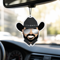 FTQS Désodorisant de voiture suspendu en forme de carte, motif homme barbu amusant, en papier parfumé, OEM, marque privée, longue durée, cadeau