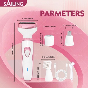 Kit de toilettage pour femmes SE8-1001-4 OEM, rasoir électrique, épilateur pour le visage et le corps, tondeuse pour les sourcils, le nez et les oreilles, rechargeable, or rose - Product Image 3