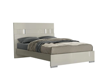 Ensemble de meubles de chambre à coucher en bois assemblé moderne à 5 pièces, finition brillante, lit queen/king size, table de chevet