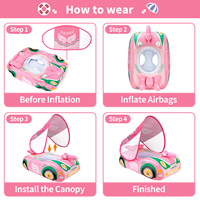 Swimbobo rose fille enfants gonflable enfants siège de natation bateau flottant pistolet à eau enfant en bas âge jouet à eau bébé anneau flotteur avec auvent