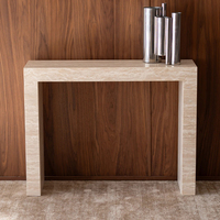 Table console en marbre travertin Cammy Stone - Design moderne multifonctionnel pour salon, chambre à coucher, bureau