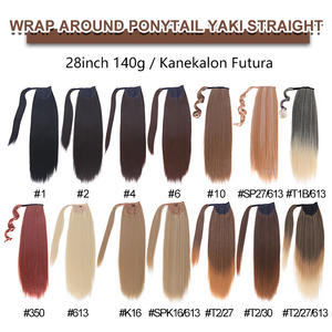 Julianna 28 pouces Kanekalon <span class=keywords><strong>Futura</strong></span> longue pince droite en gros envelopper autour des Extensions de cheveux de queue de cheval synthétiques - Product Image 6