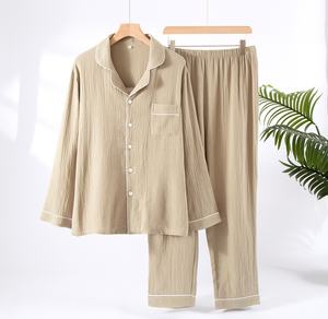 Ensemble de <span class=keywords><strong>pyjama</strong></span> décontracté pour <span class=keywords><strong>homme</strong></span> - Confortable et ample - Nouveau style printemps-automne - Grande taille - <span class=keywords><strong>Pyjama</strong></span> en coton à manches longues - Product Image 4