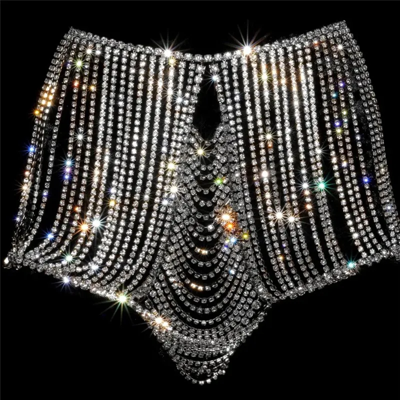 Sexy Women Rhinestone Multilayered Belly butt Chain Waist Body Chain Night club Party Jewelry Accessories