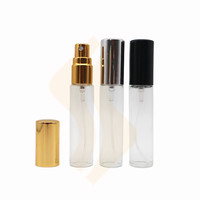 Atomiseur de parfum en verre tubulaire transparent, flacon de voyage rechargeable, mini vaporisateur, pompe à brume fine en aluminium doré, argenté, noir, 5 ml, 10 ml
