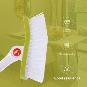 Brosse de nettoyage 2-en-1 pour salle de bain, manche long, avec têtes en poils et éponges, extensible, vente en gros, 1 ensemble - Product Image 2
