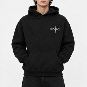 Sudadera con Capucha Negra Extra Grande para Hombre, con Estampado de Letras Reflectantes, Bolsillo Delantero, Estilo Casual Urbano - Product Image 1