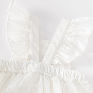 Combinaisons d'été en coton pour bébé, vêtements pour filles nouveau-nées, sans manches, dos nu, princesse, mariage, dentelle florale blanche, écologiques, respirantes - Product Image 4