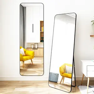 large wood floor mirror Brushed Brass mirror dance floor led Standing Easel Full Length floor length led mirror