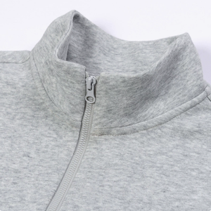 Sweat-shirt pull tricoté 320G à col montant et demi-zip, coupe régulière, style américain, streetwear décontracté, vente en gros - Product Image 4