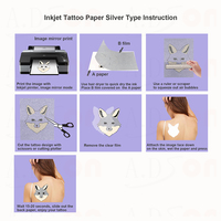 Kertas Decal Tato Glitter Perak Sementara Transfer Gambar DIY yang Dipersonalisasi untuk Seni Wajah & Tubuh