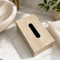 Porte-mouchoirs en travertin naturel design avec finition polie à la main pour l'esthétique de la chambre