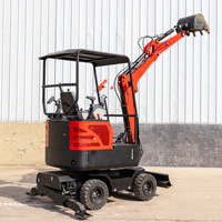 Mini-excavatrice mobile sur roues pour usage agricole avec vérin hydraulique Bosch Rexroth pour le creusement et le repiquage d'arbres
