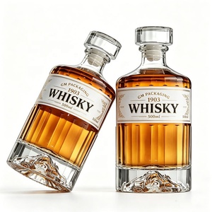 Botellas de Vino de Vidrio Acrílico de 500 ml, con Diseño Vertical Acanalado, Grado Alimenticio, Blancas, para Licores Añeigados, Brandy <span class=keywords><strong>y</strong></span> Bebidas Artesanales - Product Image 1