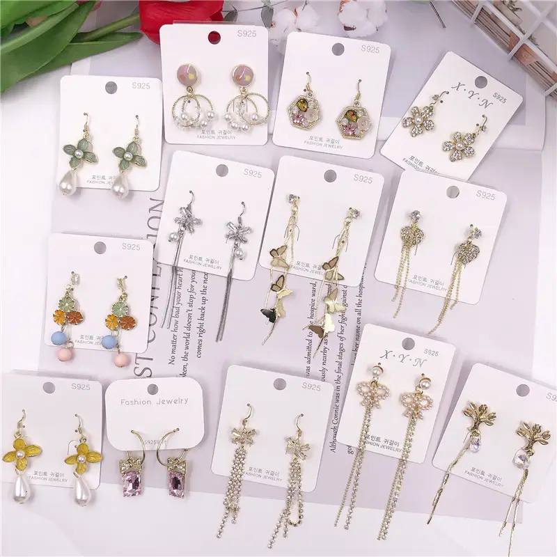 Aug jewelry bulk mixed wholesale random 925 silver needle rhinestone zircon ladies cheap earrings