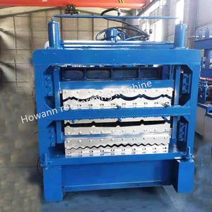 Automatic Three Layer Trapezoid Metal <b>Sheet</b> Roll Former Ibr Trapezoidal Rolling Plate Maker Roof <b>Tile</b> Forming Machine - Product Image 2
