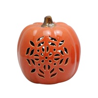 Citrouille LED en céramique ajourée, lanterne en porcelaine à motifs variés, décoration d'automne et d'Halloween au design personnalisé