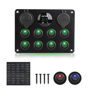 12-24V Boat <b>Switch</b> Panel With Dual <b>USB</b> Charger Digital Voltage Display Red LED Lights For Marine Use - Product Image 2