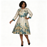 Ensemble de robe de cérémonie en tissu brocart avec motif unique, grande taille, au design magnifique