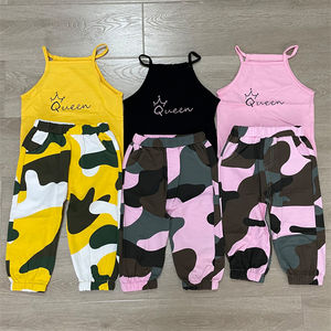 Conjuntos de <span class=keywords><strong>ropa</strong></span> para niñas pequeñas, Chaleco corto con estampado de letras, pantalón de camuflaje, conjunto de dos piezas, novedad de verano 2023 - Product Image 5