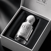 Nouvelle arrivée, flacon de parfum en verre rond avec vaporisateur interne, 30 ml, 50 ml, flacon de parfum personnalisé blanc, 100 ml avec boîte et couvercle de luxe
