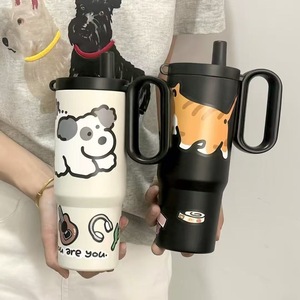 Stainless Steel Tumbler 316 Large Capacity With Handle Straw Cup Travel Water Bottle Cartoon Design Insulated For Outdoor Use - Product Image 1