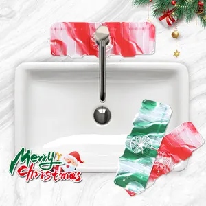 크리스마스 색상 새로운 실리콘 수도꼭지 싱크 스플래시 가드 물 포수 건조 매트 주방 욕실