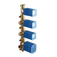 Robinet de douche thermostatique brossé moderne, mitigeur quatre fonctions en laiton avec corps en cuivre pour ensemble de douche d'hôtel
