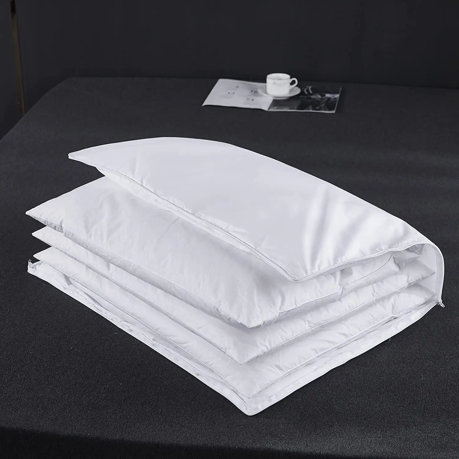 Регулируемая подушка из гусиного пера с 100% мягким хлопковым покрытием для сна на боку и спине