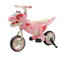 Nouveau Vélo d'équilibre électrique dinosaure pour enfants, mini-trottinette 8 pouces, style voiture en plastique 3-en-1, pour garçons et filles de 2 à 9 ans, siège réglable