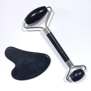 Black Xiuyan <b>Jade</b> Massage Skin Revitalizer Home Use Black <b>Jade</b> <b>Roller</b> Set With Guasha Board - Product Image 5