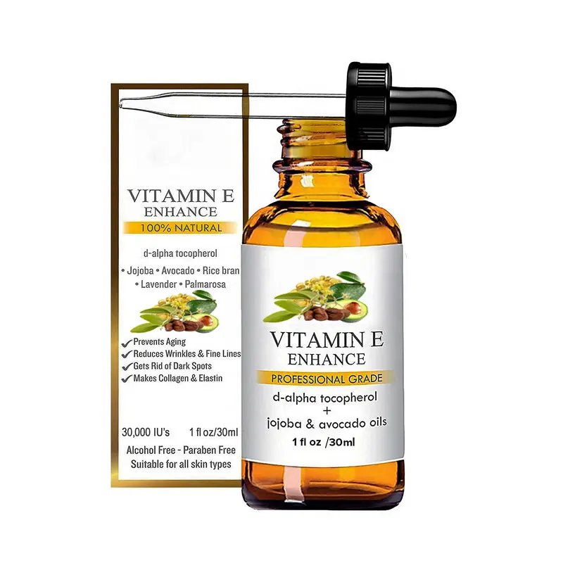 100% Natuurlijke Vitamine E Van Professionele Kwaliteit Verbeteren Olie Met Jojoba & Avocado-Oliën Maakt Collageen & Elastine Gezichtsverzorgingsolie