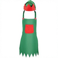 Tablier de Noël Elfe en coton non tissé durable à manches, kit pour décorations de fête - Vente chaude