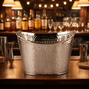 Enfriador de bañera de vino con forma de barco de lujo martillado de 8L, bañera de fiesta de acero inoxidable con diseño Floral y precio para refrigeración de vino - Product Image 4