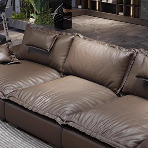 أريكة جلدية فاخرة مستوحاة من السيل لعام <span class=keywords><strong>2026</strong></span>، مقعد عميق وواسع للغاية، ظهر قابل للتعديل، تصميم مستقيم يشبه العش - Product Image 5