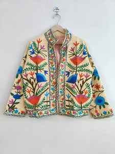 Chaqueta de Algodón Bordada Suzani, Abrigo Bohemio Hecho a Mano, Ropa de Moda Tribal para Festivales, Chaqueta de Algodón Suzani - Product Image 5