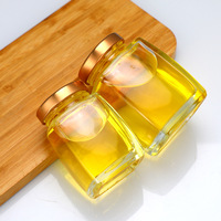 Botol Madu Kaca Persegi 180 ML dengan Tutup Logam Emas, Stoples Penyimpanan Makanan, Label Cetak Kustom untuk Pengawetan Madu Grosir