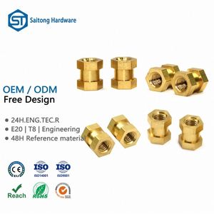 Tuercas hexagonales de latón OEM personalizadas, tornillos de fijación roscados mecanizados con precisión CNC para aplicaciones de ensamblaje de muebles - Product Image 1