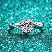 Bagues en argent sterling S925 certifiées GRA pour femmes, motif flocon de neige, 1 carat, moissanite, bagues de mariage, vente en gros.