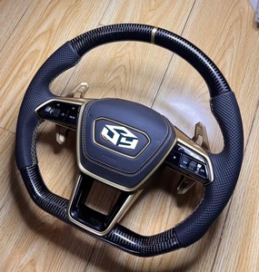 Volant semi-cuir Alcantara carbone S-Line pour Audi Q8 SQ8 A3 A4 B9 A5 B8 A6 C7 A7 S3 S4 RS3 RS5 RS7 <span class=keywords><strong>RS6</strong></span> Série <span class=keywords><strong>4</strong></span> - Product Image 3