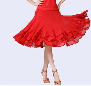 Falda de <span class=keywords><strong>Flamenco</strong></span> Elegante para Mujer, Falda de Baile Latino de Malla de Cintura Alta para Actuación en Escenario, Falda de Práctica con Dobladillo y Volantes Grandes - Product Image 3