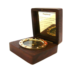Vintage Brass Compass with Wooden Case <b>Mirror</b> Navigation Tool for Hiking <b>Camping</b> Desk Decor Custom Logo - Product Image 2