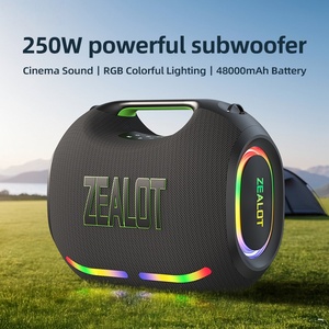 مكبر صوت لاسلكي محمول عالي الطاقة Zealot ZE21 بقوة 250 واط وبطارية 48000 مللي أمبير مع إضاءة LED ملونة ومقاوم للماء IPX-6 للاستخدام الخارجي - Product Image 1