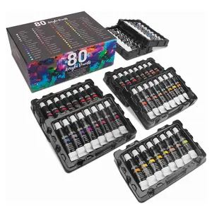 80 peintures acryliques artisanales, 12ml, ensemble pour artistes et étudiants